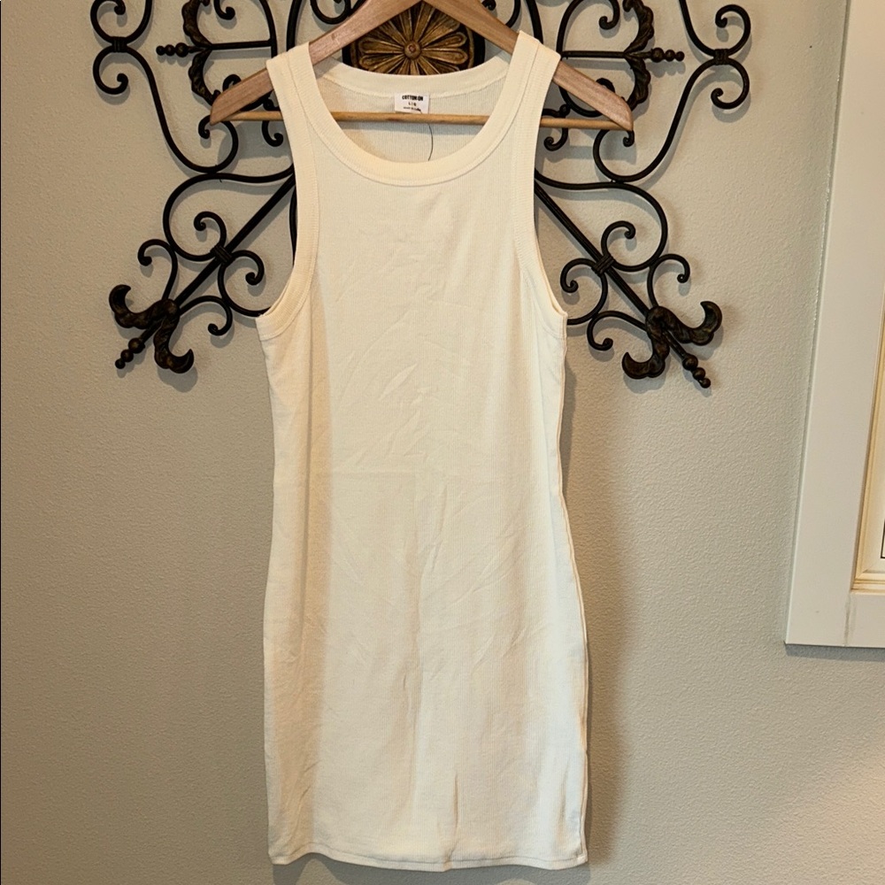 COTTON-ON RIB RACER MNI DRESS SIZE LARGE EGG SHELL NWT
